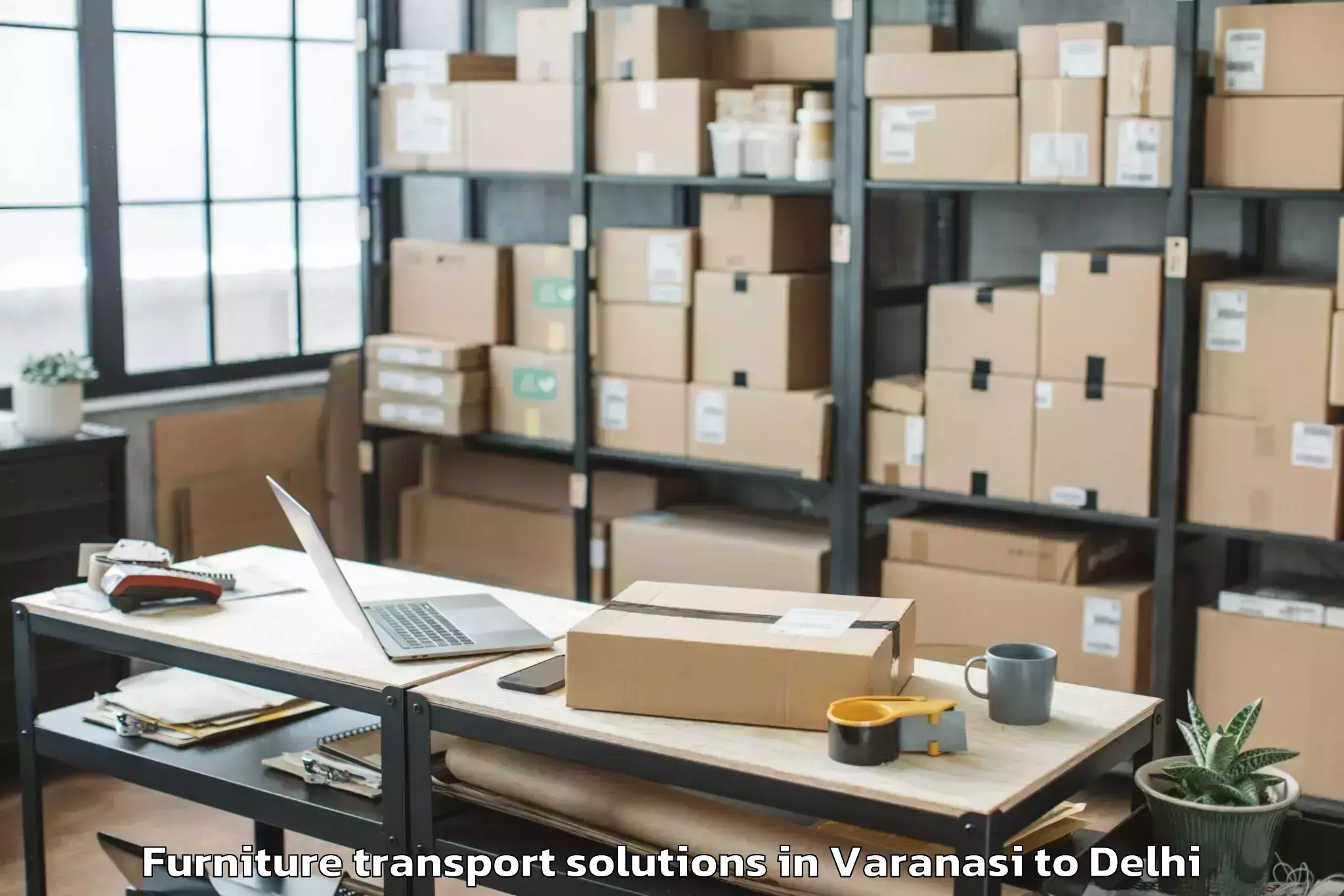 Book Varanasi to Alipur Furniture Transport Solutions